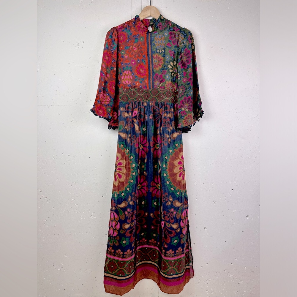 Anthropologie x Farm Rio Mock Neck Patchwork Floral Dress